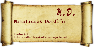 Mihalicsek Domán névjegykártya